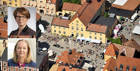 Picture of Visby. Photo: Region Gotland. Picture of First Deputy Governor Kerstin af Jochnick and Deputy Governor Cecilia Skingsley. Photo: Petter Karlberg.
