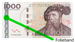 1,000-kronor banknote with foil band