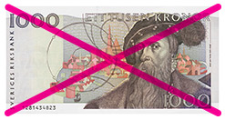 1,000-krona banknote without foil band, will become invalid after 31 December 2013 
