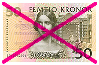 50-kronorssedel utan folieband, blir ogiltig efter 31 december 2013