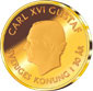 Picture of a 2,000-kronor jubilee coin in gold, obverse
