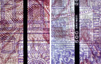 Picture of the security thread on the 100-kronor and 500-kronor banknotes