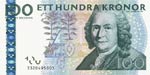 Picture on the front of the 100-kronor note that has a foil strip and see .through picture