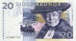 Bild på framsidan på den äldre, något större typen av 20-kronorssedeln, ogiltig från och med 1 januari 2006