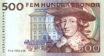 Picture on the front of the older type of 500-konor note, invalid from 1 January 2006