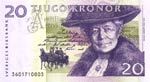 Picture on the front of the newer, slightly smaller 20-kronor note with purple colouring